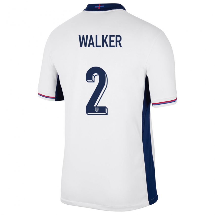 Kinder England Kyle Walker #2 Weiß Heimtrikot Trikot 24-26 T-Shirt