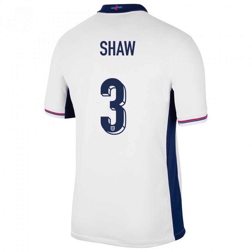 Kinder England Luke Shaw #3 Weiß Heimtrikot Trikot 24-26 T-Shirt