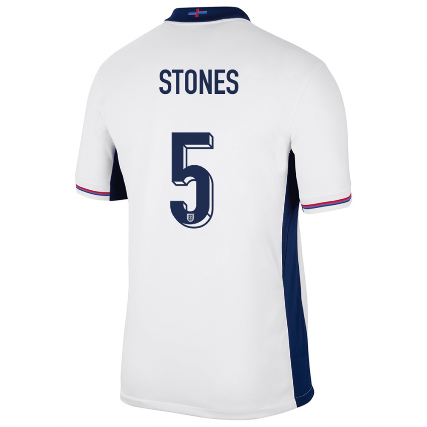 Kinder England John Stones #5 Weiß Heimtrikot Trikot 24-26 T-Shirt