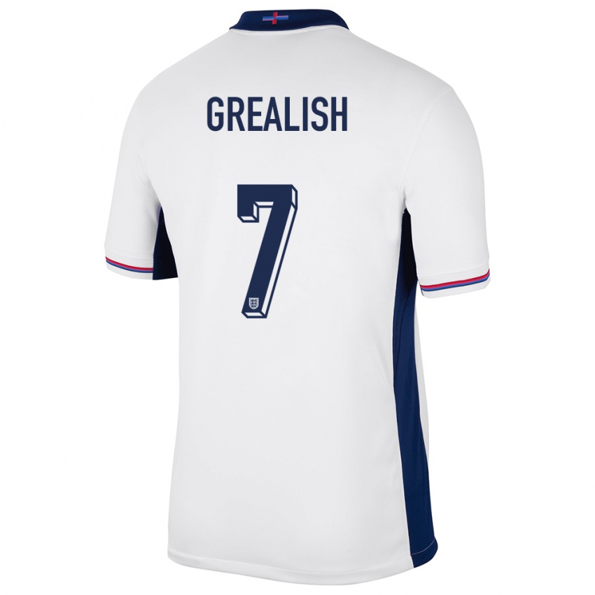 Kinder England Jack Grealish #7 Weiß Heimtrikot Trikot 24-26 T-Shirt