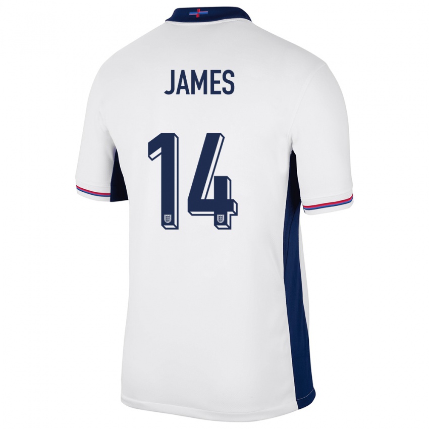 Kinder England Reece James #14 Weiß Heimtrikot Trikot 24-26 T-Shirt