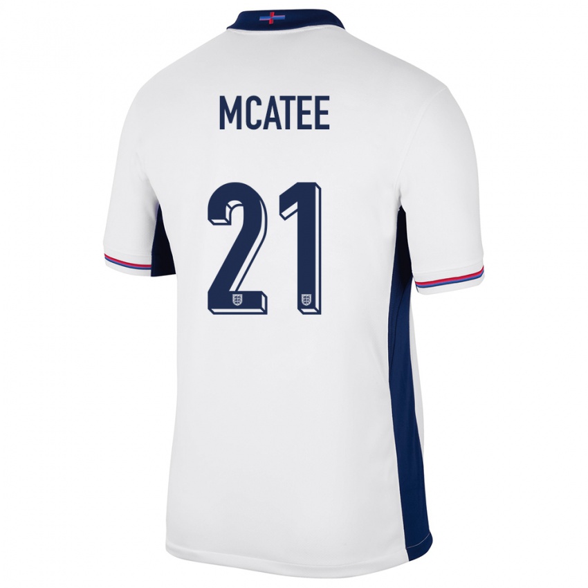 Kinder England James Mcatee #21 Weiß Heimtrikot Trikot 24-26 T-Shirt