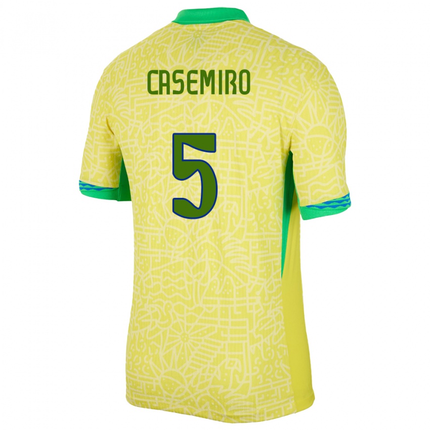Kinder Brasilien Casemiro #5 Gelb Heimtrikot Trikot 24-26 T-Shirt