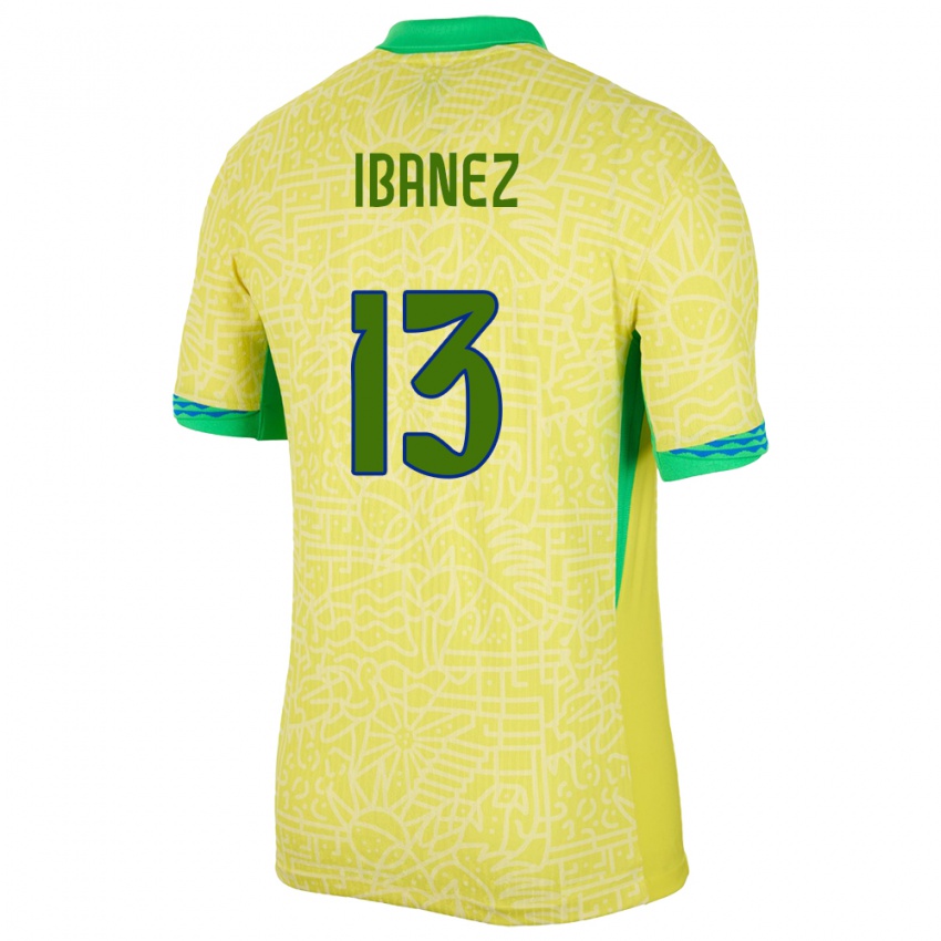 Kinder Brasilien Roger Ibanez #13 Gelb Heimtrikot Trikot 24-26 T-Shirt