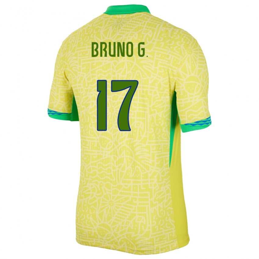 Kinder Brasilien Bruno Guimaraes #17 Gelb Heimtrikot Trikot 24-26 T-Shirt