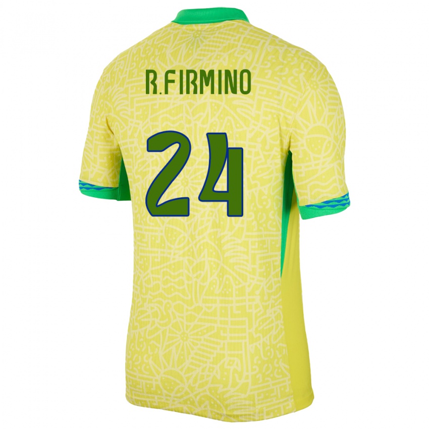 Kinder Brasilien Roberto Firmino #24 Gelb Heimtrikot Trikot 24-26 T-Shirt