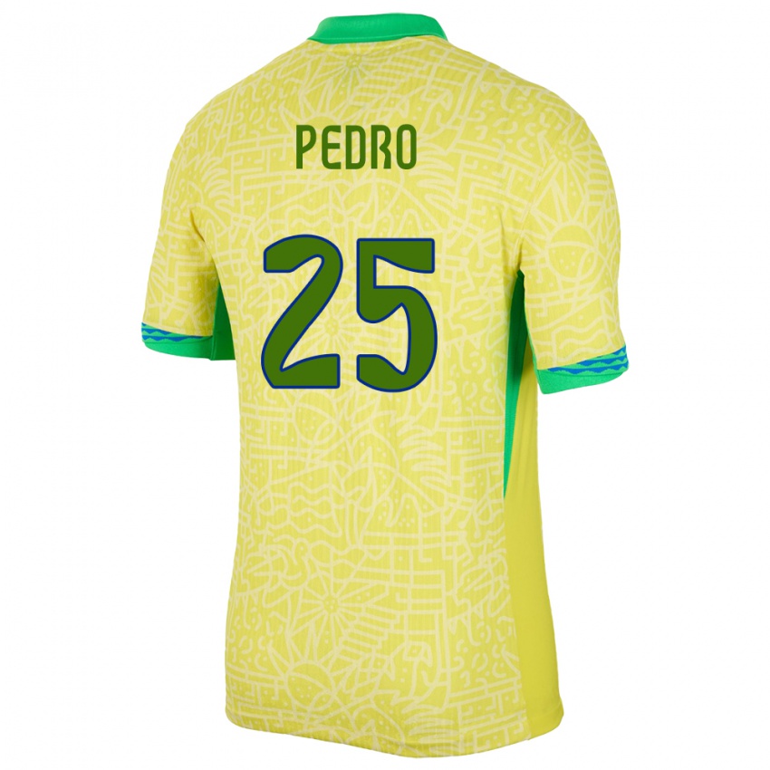 Kinder Brasilien Pedro #25 Gelb Heimtrikot Trikot 24-26 T-Shirt