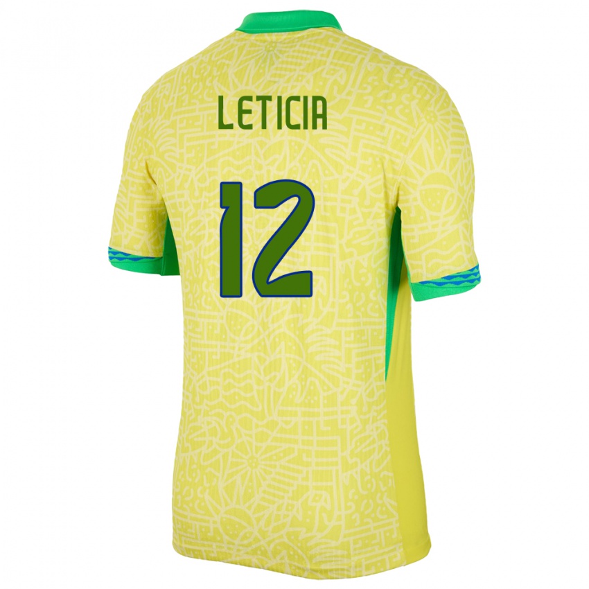 Kinder Brasilien Leticia #12 Gelb Heimtrikot Trikot 24-26 T-Shirt