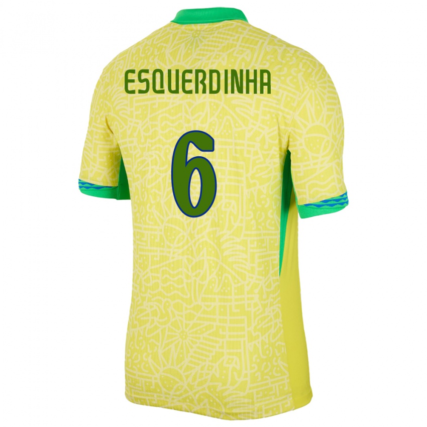 Kinder Brasilien Esquerdinha #6 Gelb Heimtrikot Trikot 24-26 T-Shirt
