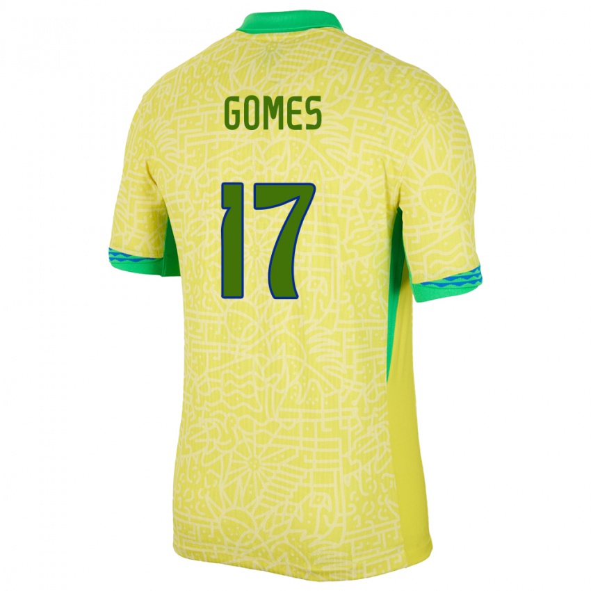 Kinder Brasilien William Gomes #17 Gelb Heimtrikot Trikot 24-26 T-Shirt