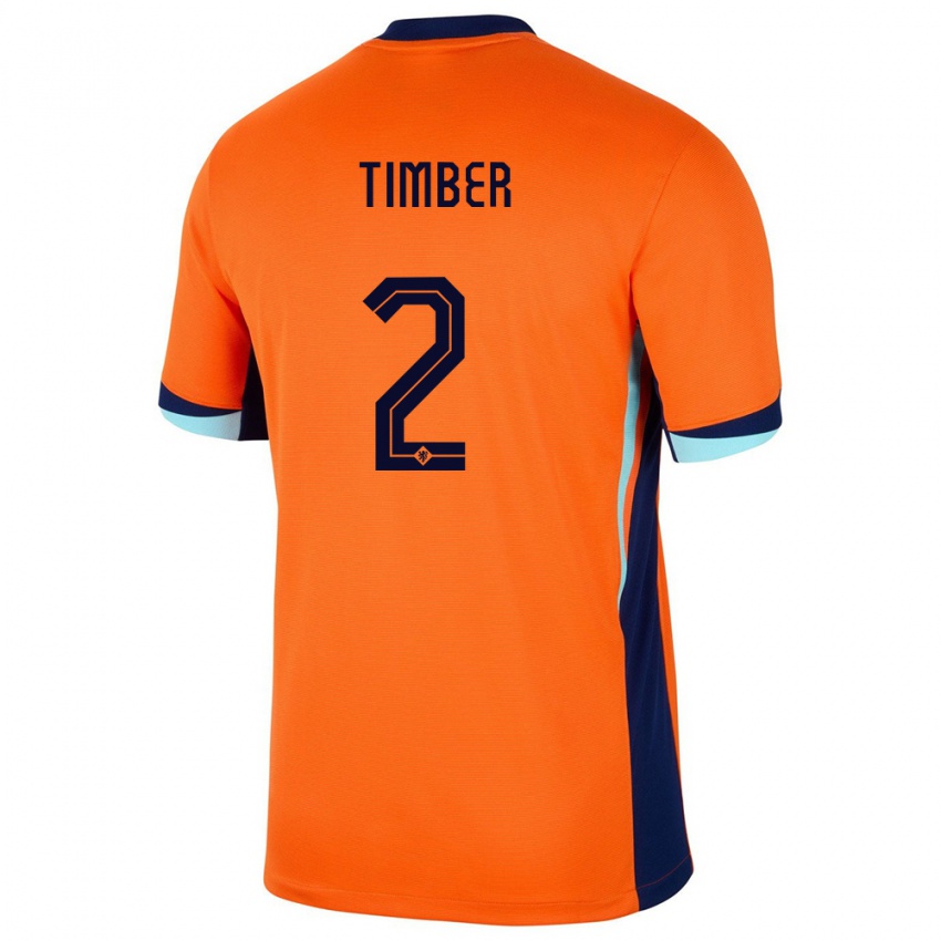 Kinder Niederlande Jurrien Timber #2 Orange Heimtrikot Trikot 24-26 T-Shirt