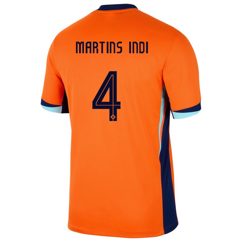 Kinder Niederlande Bruno Martins Indi #4 Orange Heimtrikot Trikot 24-26 T-Shirt