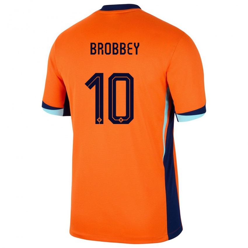 Kinder Niederlande Brian Brobbey #10 Orange Heimtrikot Trikot 24-26 T-Shirt