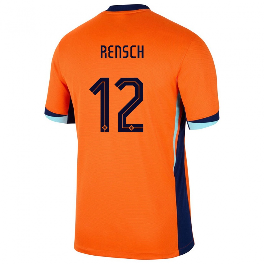 Kinder Niederlande Devyne Rensch #12 Orange Heimtrikot Trikot 24-26 T-Shirt
