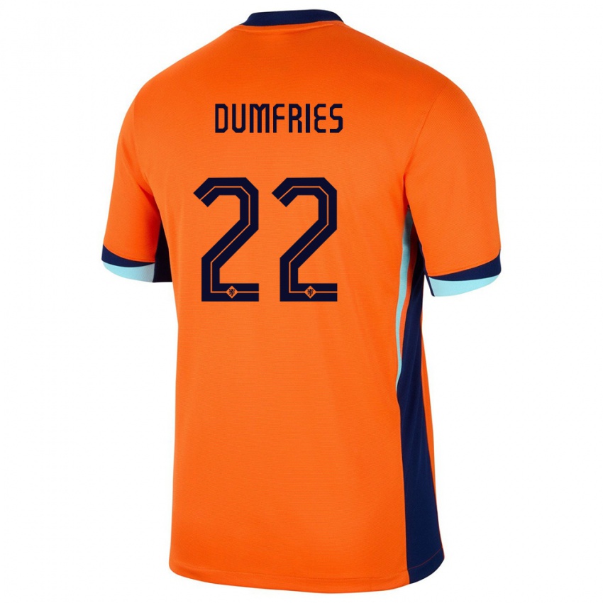 Kinder Niederlande Denzel Dumfries #22 Orange Heimtrikot Trikot 24-26 T-Shirt