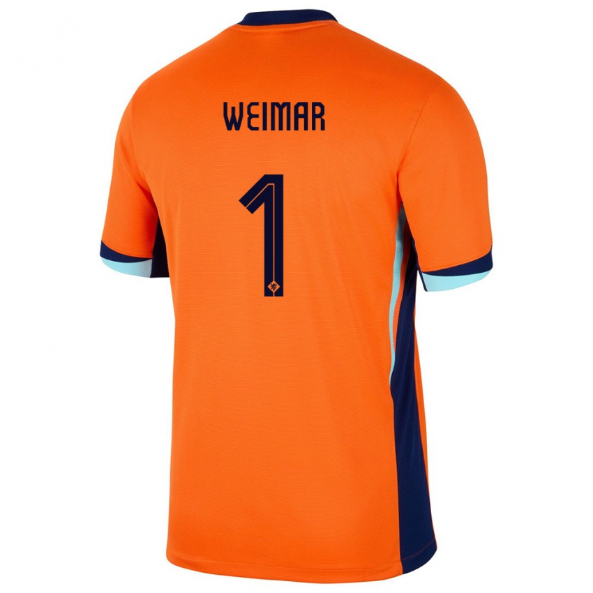 Kinder Niederlande Jacintha Weimar #1 Orange Heimtrikot Trikot 24-26 T-Shirt
