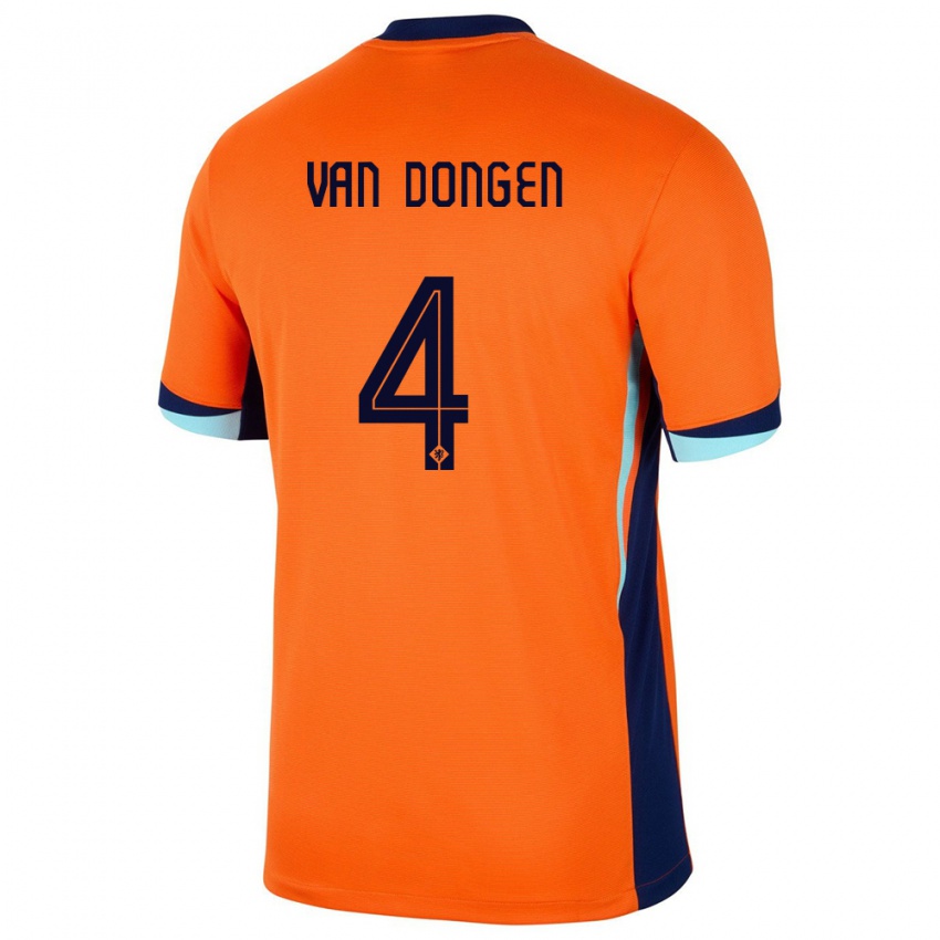 Kinder Niederlande Merel Van Dongen #4 Orange Heimtrikot Trikot 24-26 T-Shirt