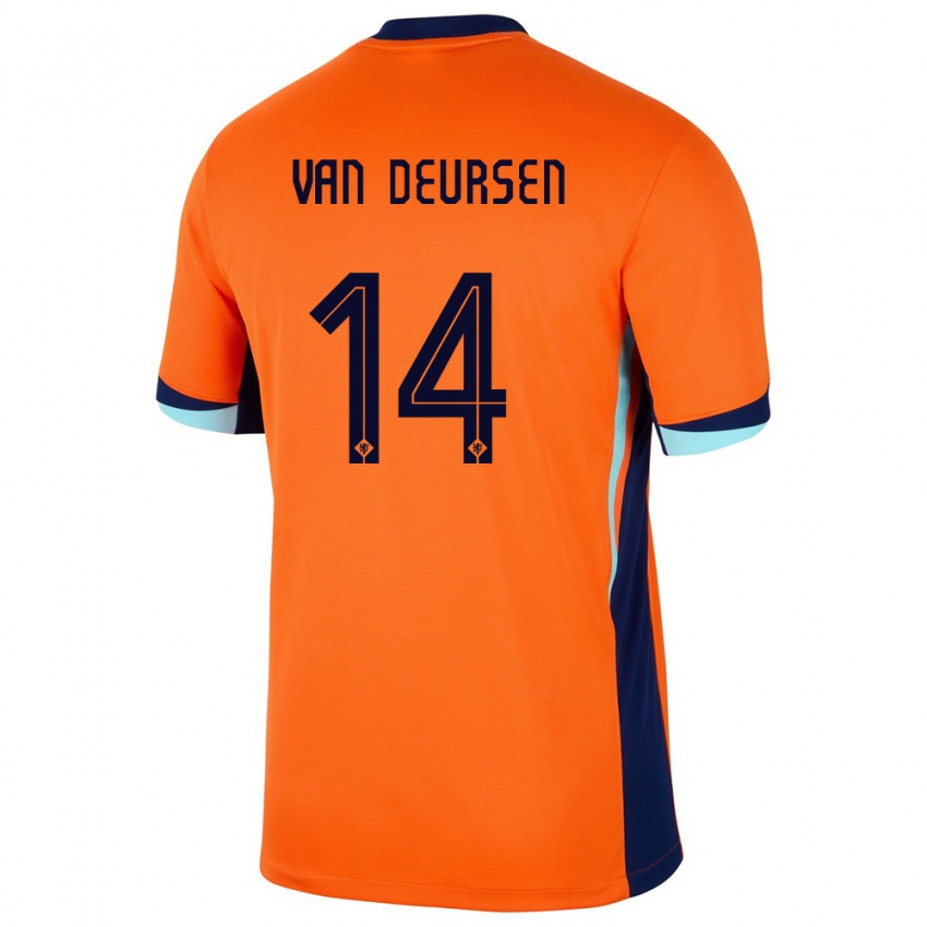 Kinder Niederlande Eva Van Deursen #14 Orange Heimtrikot Trikot 24-26 T-Shirt