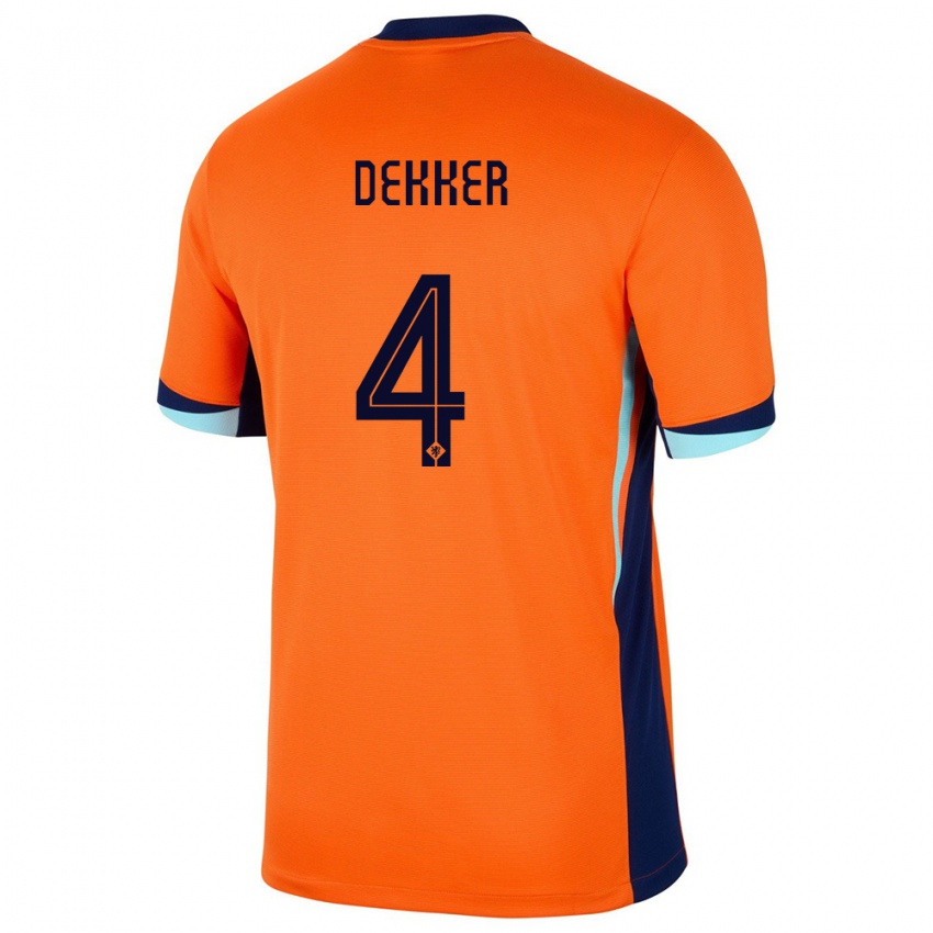 Kinder Niederlande Maxim Dekker #4 Orange Heimtrikot Trikot 24-26 T-Shirt