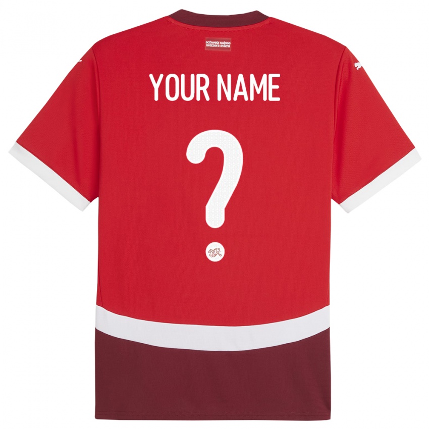 Kinder Schweiz Ihren Namen #0 Rot Heimtrikot Trikot 24-26 T-Shirt