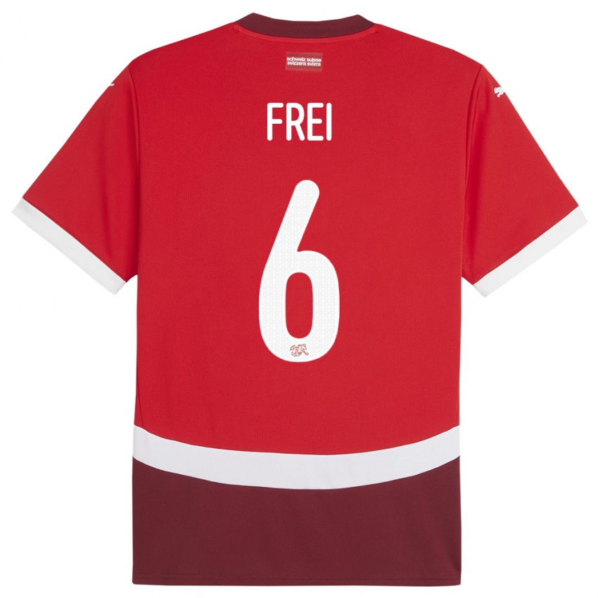 Kinder Schweiz Fabian Frei #6 Rot Heimtrikot Trikot 24-26 T-Shirt