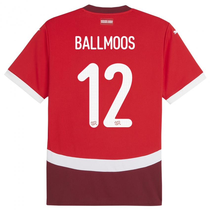 Kinder Schweiz David Von Ballmoos #12 Rot Heimtrikot Trikot 24-26 T-Shirt