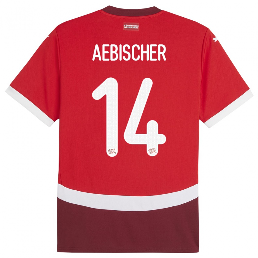 Kinder Schweiz Michel Aebischer #14 Rot Heimtrikot Trikot 24-26 T-Shirt