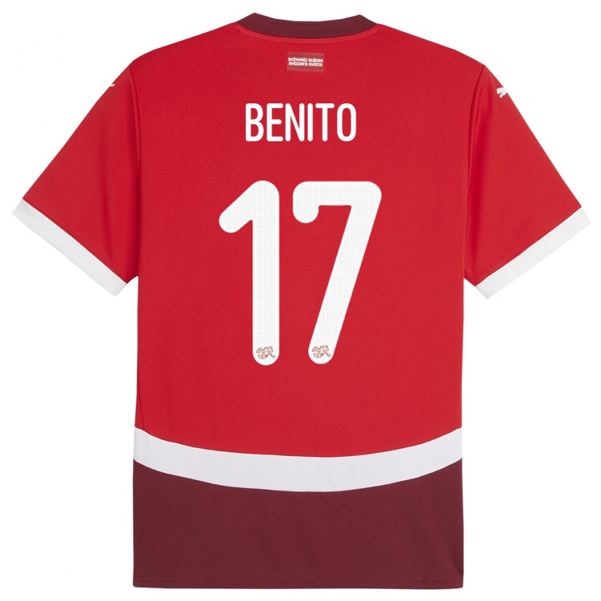 Kinder Schweiz Loris Benito #17 Rot Heimtrikot Trikot 24-26 T-Shirt