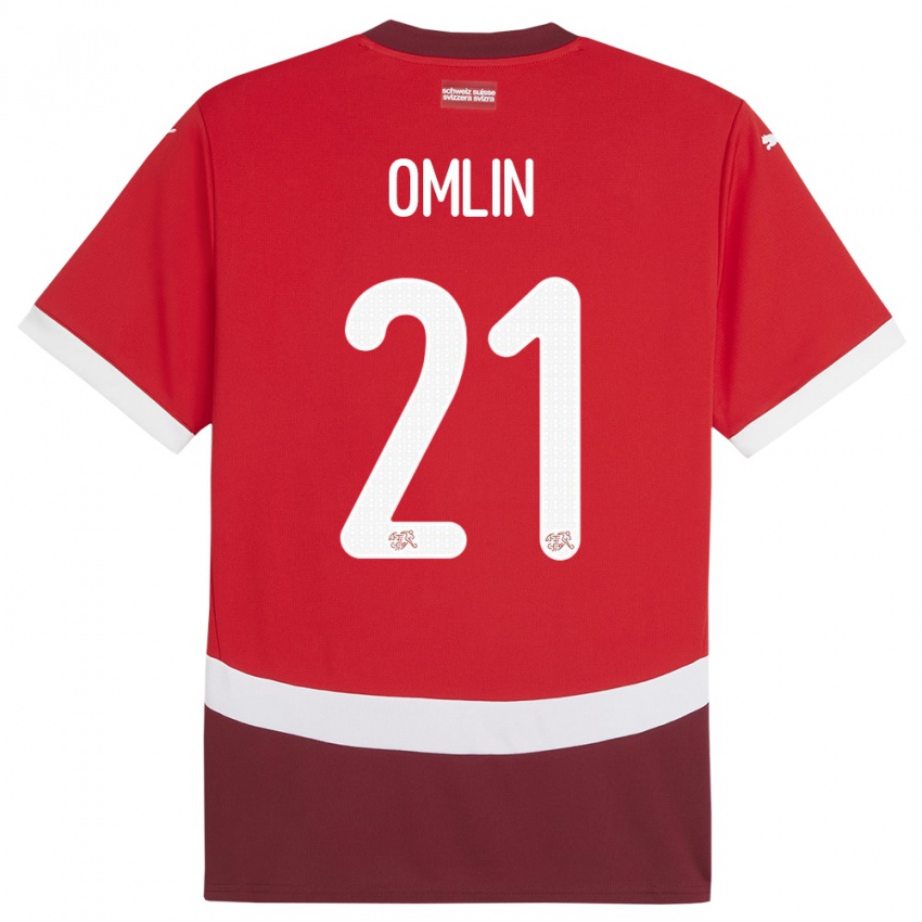 Kinder Schweiz Jonas Omlin #21 Rot Heimtrikot Trikot 24-26 T-Shirt
