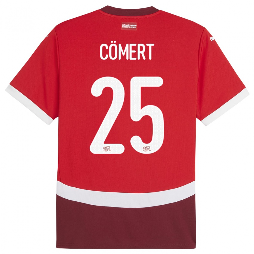 Kinder Schweiz Eray Comert #25 Rot Heimtrikot Trikot 24-26 T-Shirt