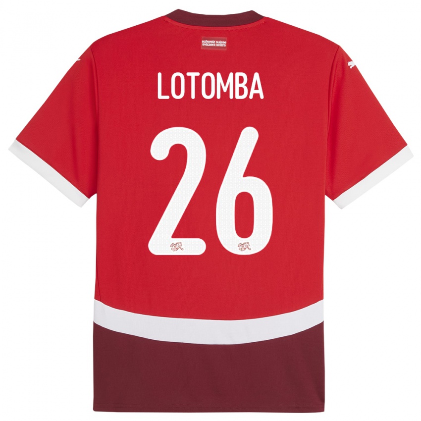 Kinder Schweiz Jordan Lotomba #26 Rot Heimtrikot Trikot 24-26 T-Shirt