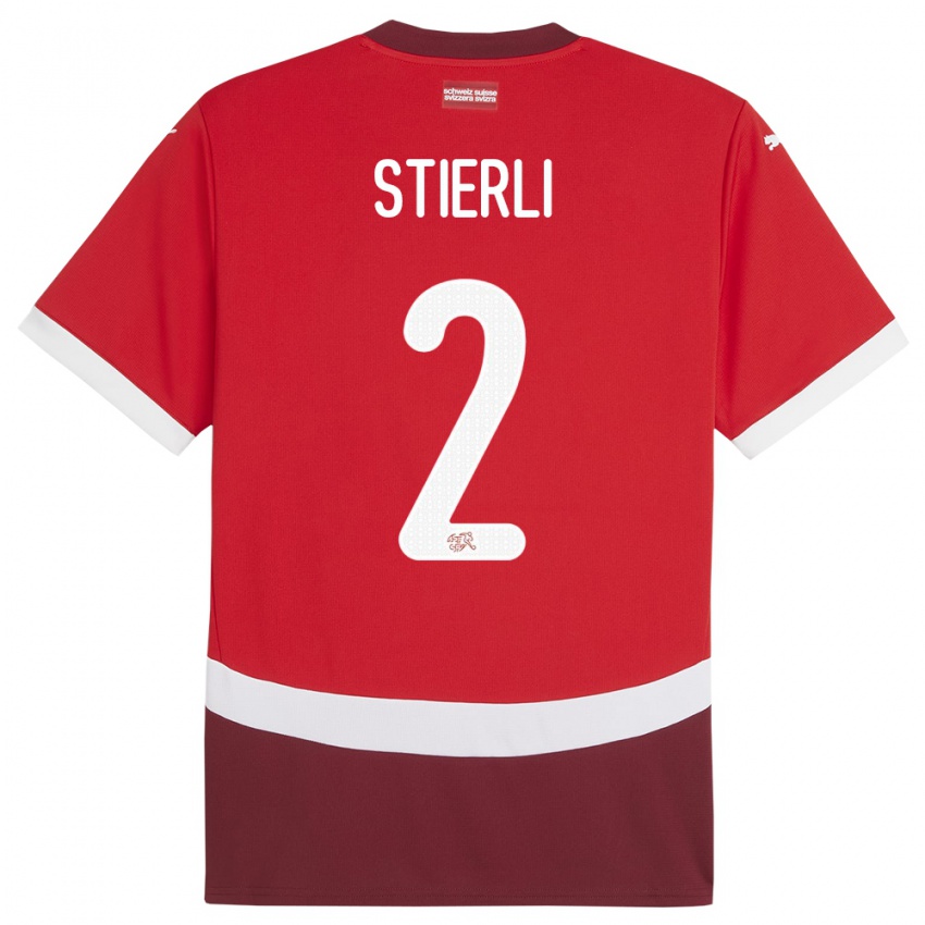 Kinder Schweiz Julia Stierli #2 Rot Heimtrikot Trikot 24-26 T-Shirt