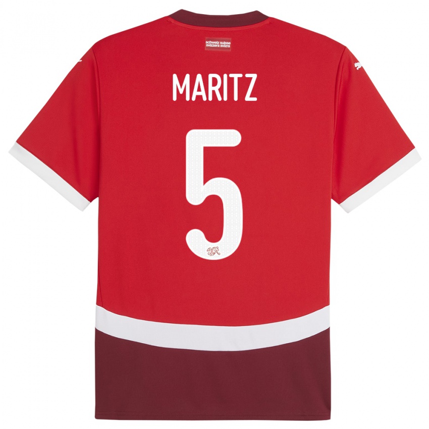 Kinder Schweiz Noelle Maritz #5 Rot Heimtrikot Trikot 24-26 T-Shirt