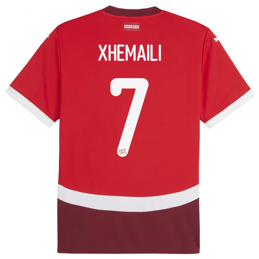 Kinder Schweiz Riola Xhemaili #7 Rot Heimtrikot Trikot 24-26 T-Shirt