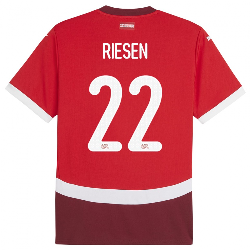 Kinder Schweiz Nadine Riesen #22 Rot Heimtrikot Trikot 24-26 T-Shirt