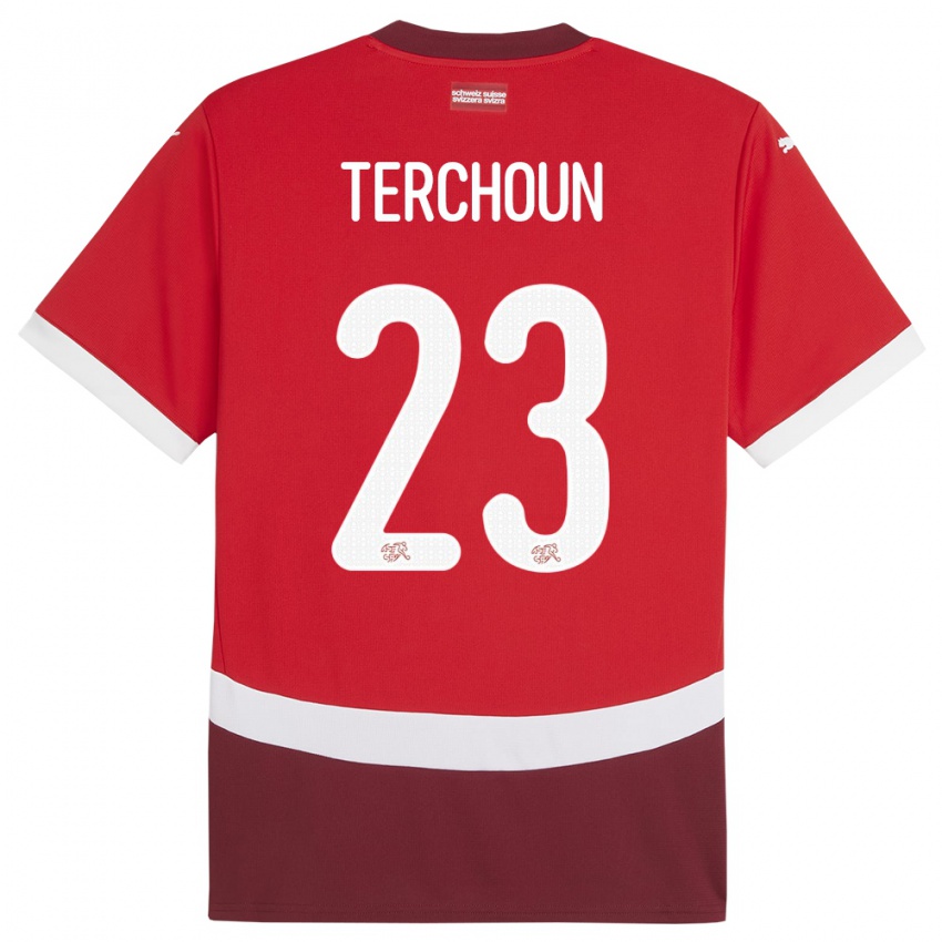 Kinder Schweiz Meriame Terchoun #23 Rot Heimtrikot Trikot 24-26 T-Shirt