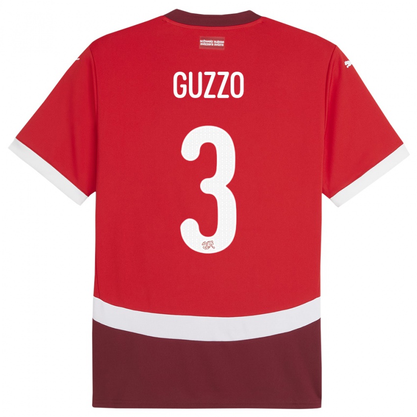 Kinder Schweiz Ramon Guzzo #3 Rot Heimtrikot Trikot 24-26 T-Shirt