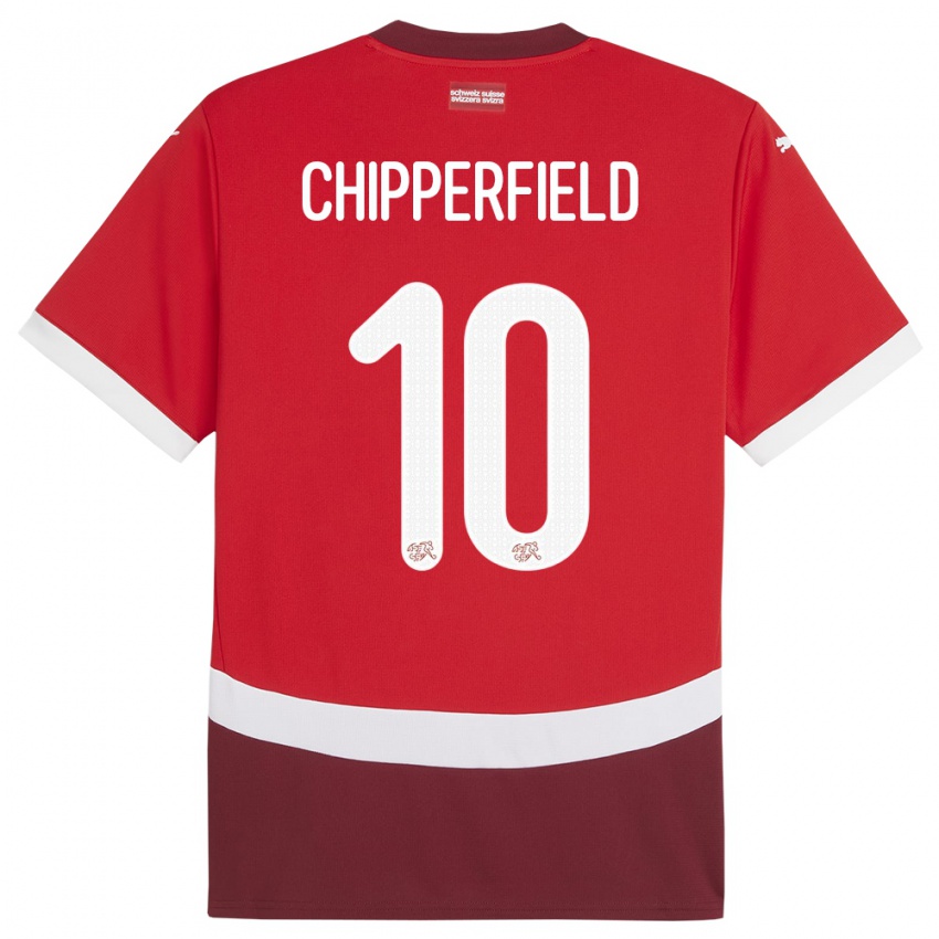 Kinder Schweiz Liam Chipperfield #10 Rot Heimtrikot Trikot 24-26 T-Shirt
