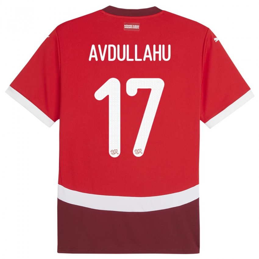 Kinder Schweiz Leon Avdullahu #17 Rot Heimtrikot Trikot 24-26 T-Shirt