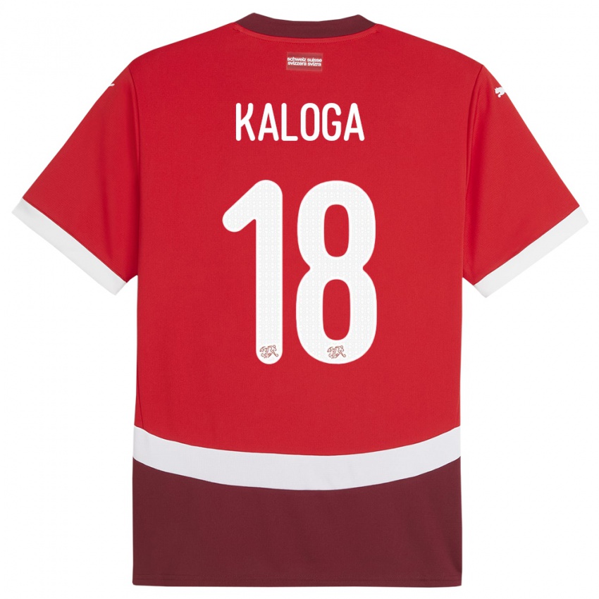 Kinder Schweiz Issa Kaloga #18 Rot Heimtrikot Trikot 24-26 T-Shirt