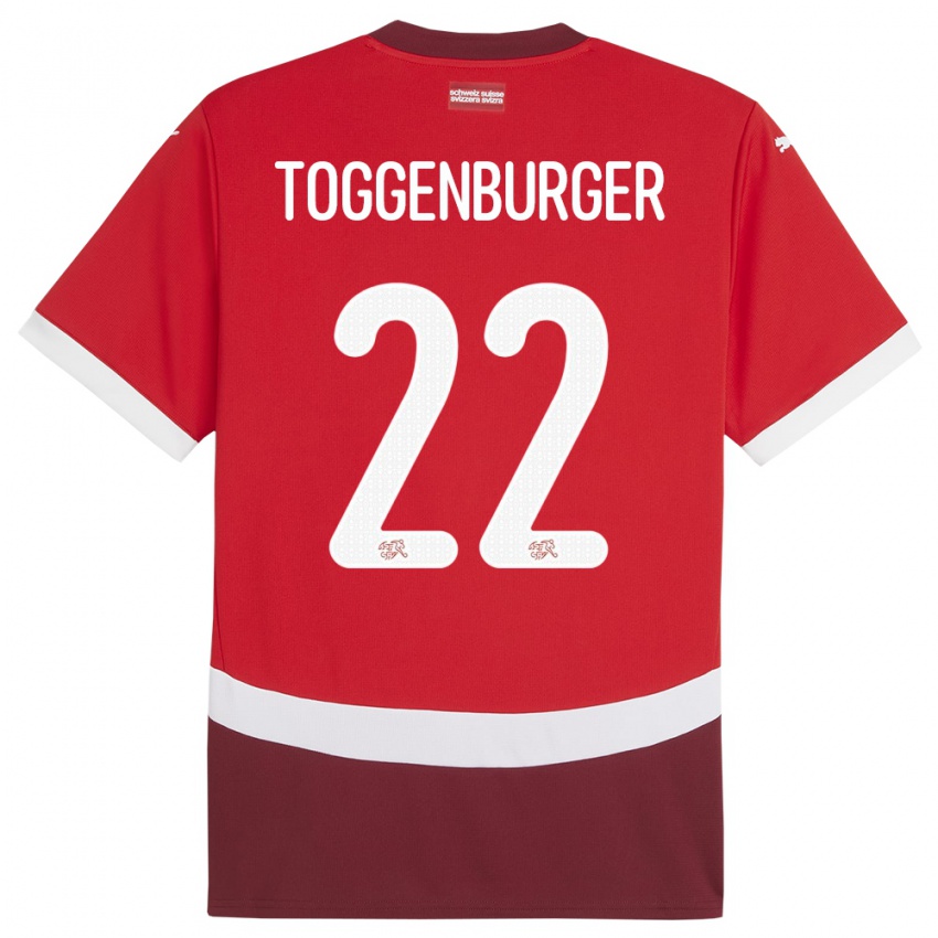 Kinder Schweiz Nando Toggenburger #22 Rot Heimtrikot Trikot 24-26 T-Shirt