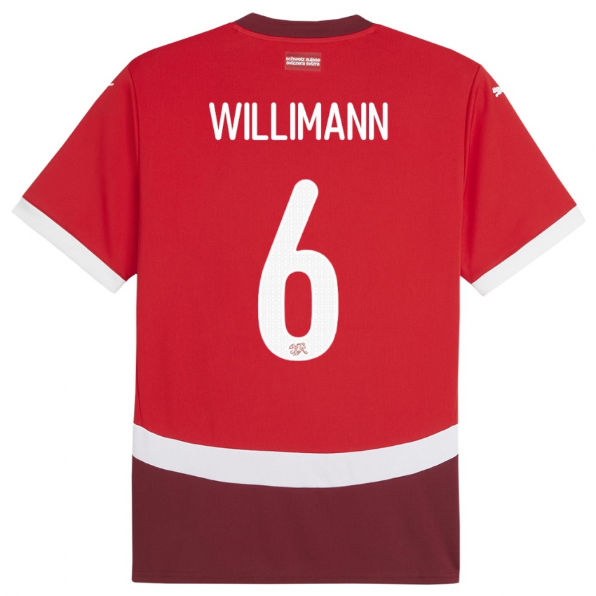 Kinder Schweiz Mauricio Willimann #6 Rot Heimtrikot Trikot 24-26 T-Shirt