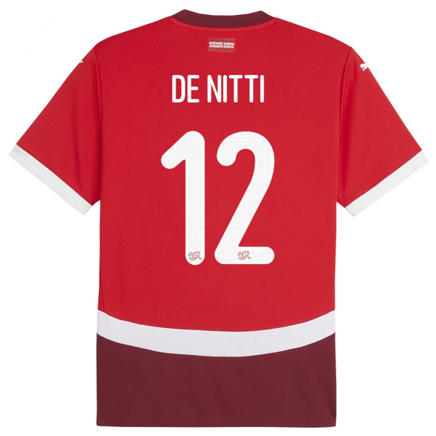 Kinder Schweiz Gianni De Nitti #12 Rot Heimtrikot Trikot 24-26 T-Shirt
