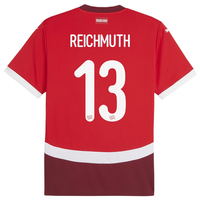Kinder Schweiz Miguel Reichmuth #13 Rot Heimtrikot Trikot 24-26 T-Shirt