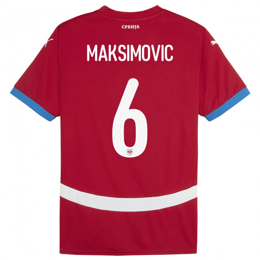 Kinder Serbien Nemanja Maksimovic #6 Rot Heimtrikot Trikot 24-26 T-Shirt