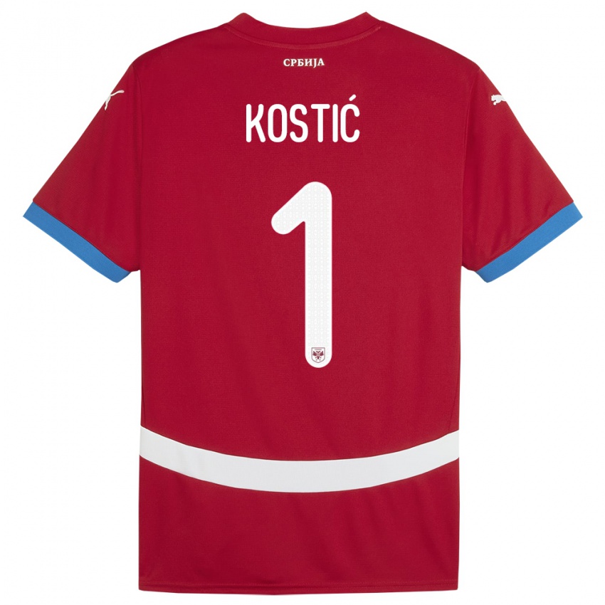 Kinder Serbien Milica Kostic #1 Rot Heimtrikot Trikot 24-26 T-Shirt