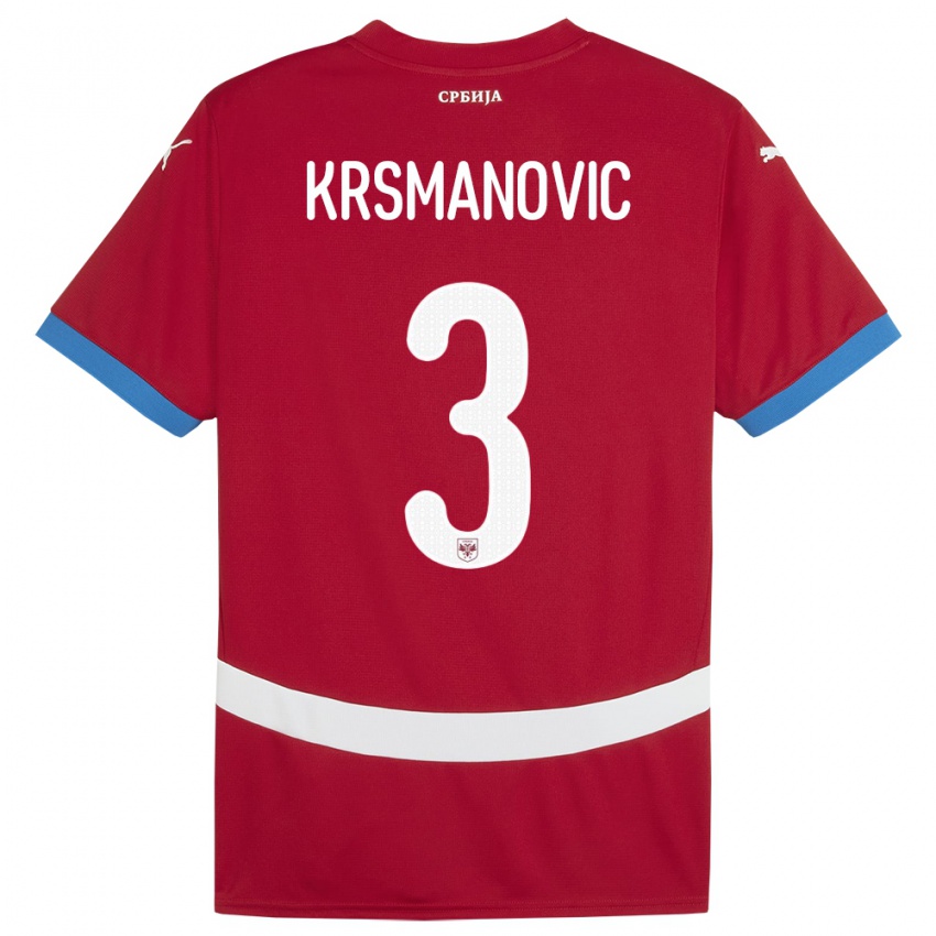 Kinder Serbien Nemanja Krsmanovic #3 Rot Heimtrikot Trikot 24-26 T-Shirt