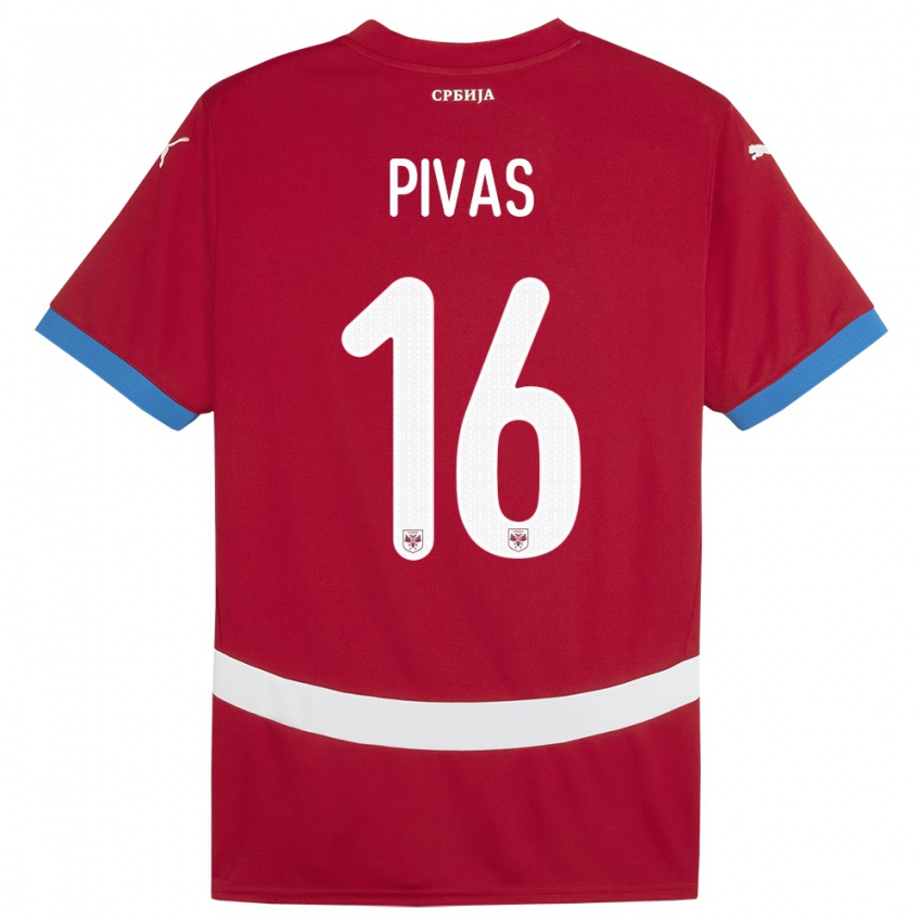 Kinder Serbien Miodrag Pivas #16 Rot Heimtrikot Trikot 24-26 T-Shirt