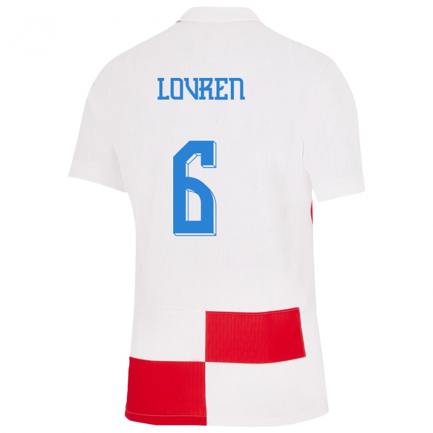 Kinder Kroatien Dejan Lovren #6 Weiß Rot Heimtrikot Trikot 24-26 T-Shirt