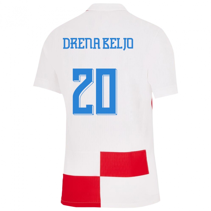 Kinder Kroatien Dion Drena Beljo #20 Weiß Rot Heimtrikot Trikot 24-26 T-Shirt